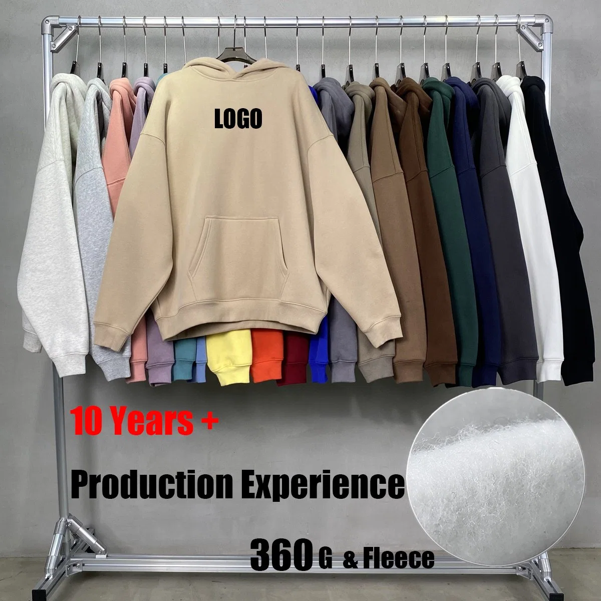 Lã cardada de alta qualidade de 360 g, Branco pesado, Branco, Branco simples, puré personalizado Imprimir bordados pullover tamanhos grandes unissexo Sudaderas Personalizados bordados essenciais para homem Hoodie