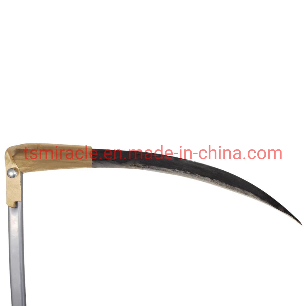 High Quality Carbon Steel Cutting Garden Farming Tool Grass Tooth Scythe with Long Wooden Handle Purning Sickle