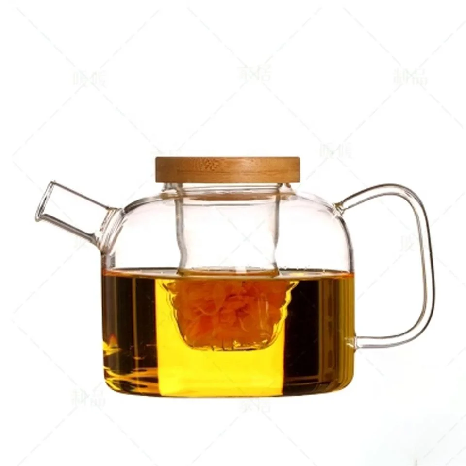 New Style Teapots Modern Glass Tea Infusion with Bamboo Lid