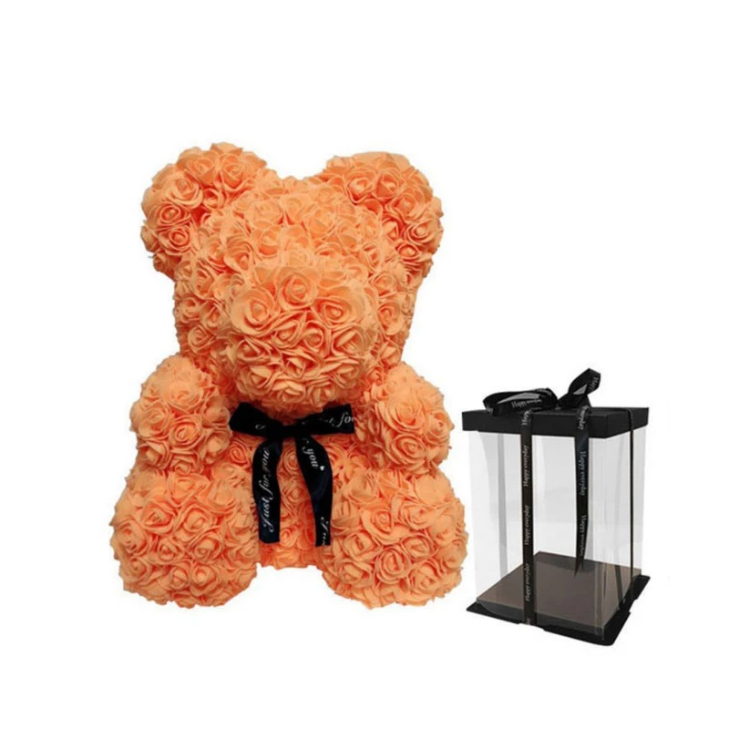 Meilleur cadeau 19 couleurs 40cm PE fleur artificielle rose ours en peluche de rose des fleurs artificielles pour la Saint-Valentin