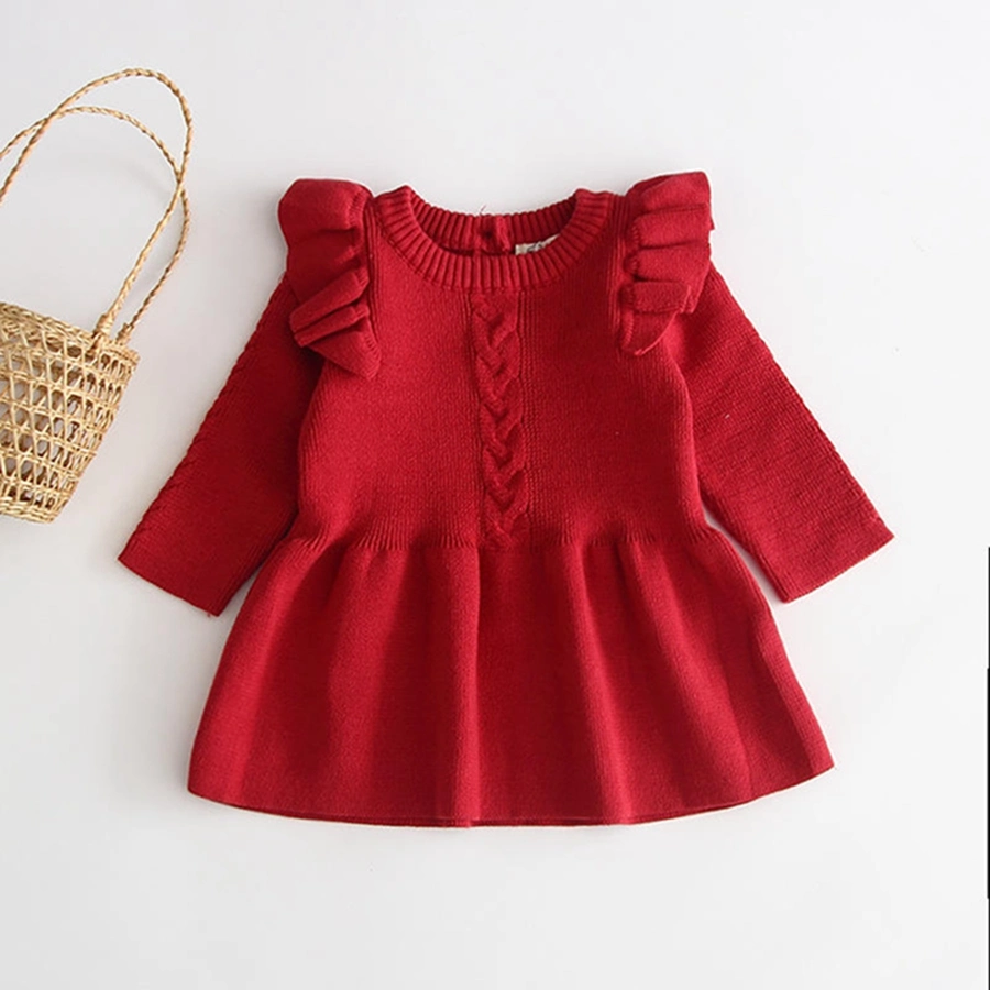 Baby Girls Knitted Loose Sweater Dress Toddler Kids Soft Dresses Spring Autumncotton Infant Children Christmas Clothes