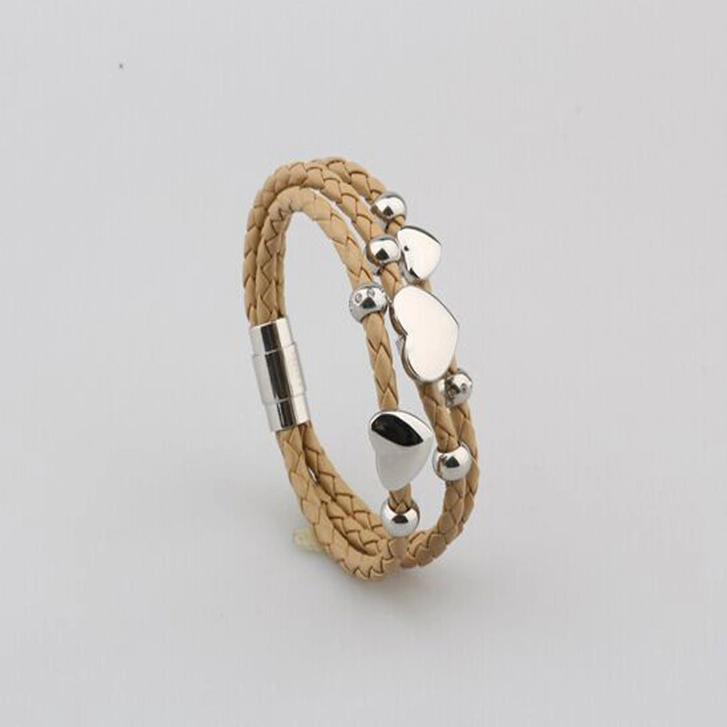 Fashion Genuine Leather Bangle with Stainless-Steel Accessories Decoration for Women (CFLDBL003)