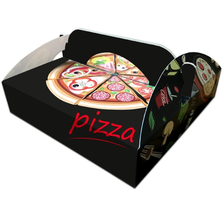 Corrugated Paper Pizza Box with Handle Takeaway Pizza Packing Box Packaging Cakes Pizzas Egg Tarts