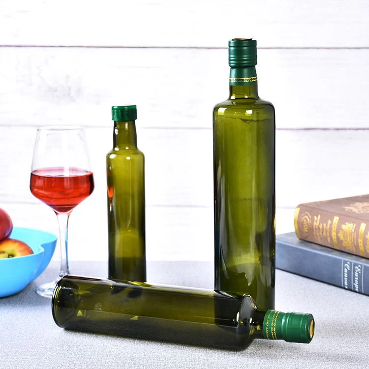 Kitchen Used 500ml Marasca Glass Bottle Olive Oil Bottle Glass with Aluminum Screw Cap and Shrink Wrap