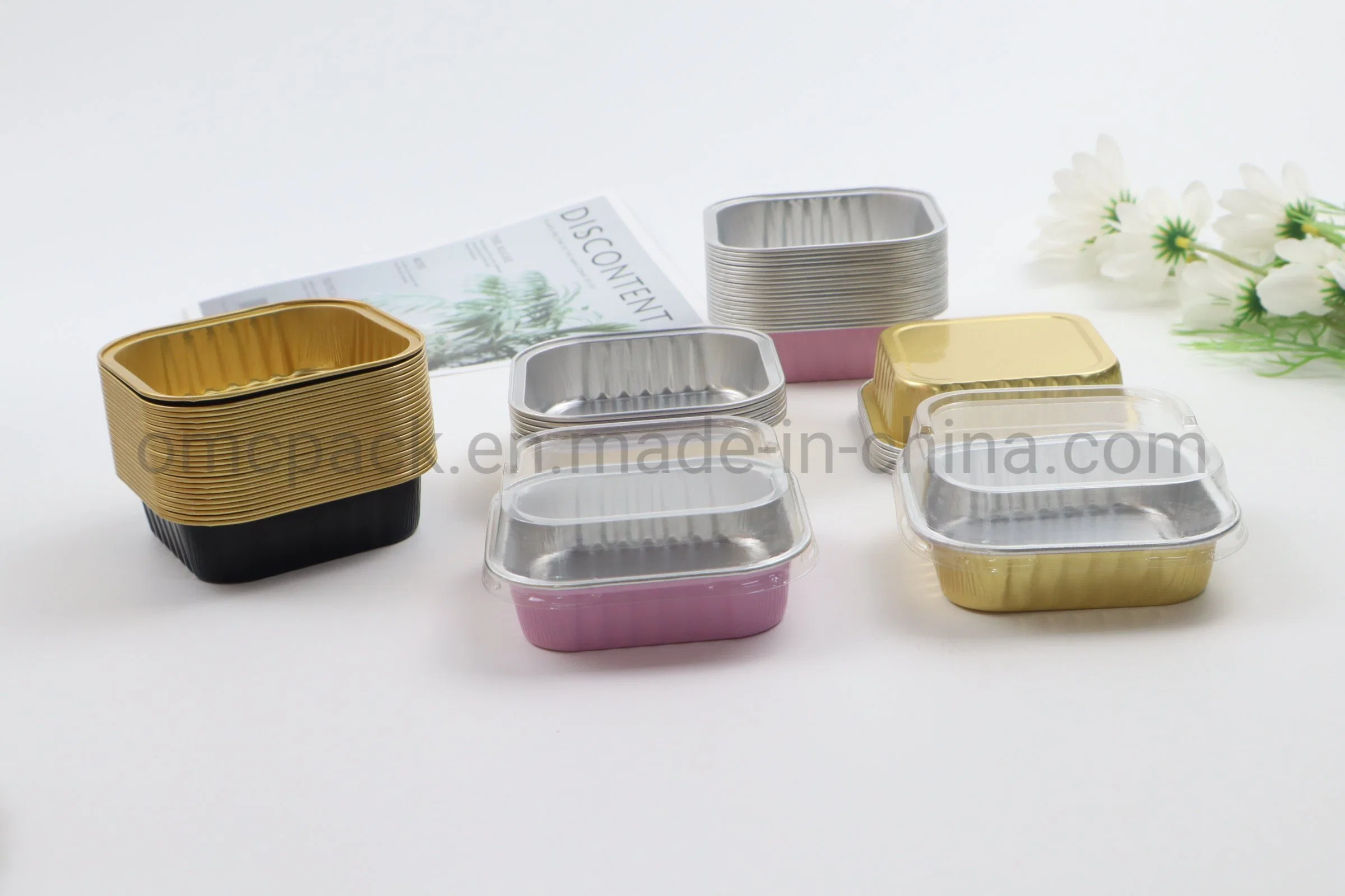 Emballage alimentaire en aluminium carré pour plateaux jetables pour aliments pour animaux de compagnie de 115 ml.