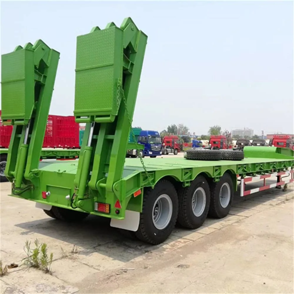 Good Price 60 Ton 3 Axle Extendable Low Bed Trailer / Low Flatbed Semi Trailer / Low Boy Truck Semi Trailer