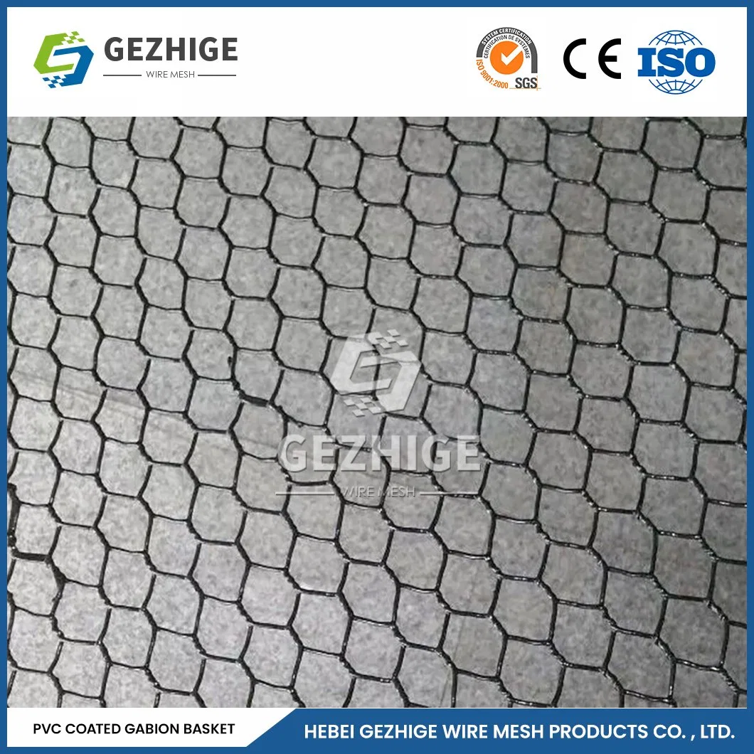 Gezhige 100X150 mm Gabion Cage Retaining Wall Factory 3,0-4,0mm Selvedge Grosor del alambre Gabion plástico gabion China 2,0*0,5*0,5 M malla de alambre Gaviones