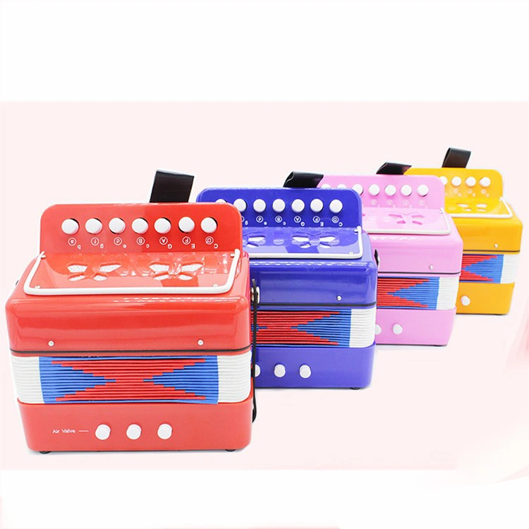 Factory Direct 7 Keys Button Accordion 2 Bass Plastic Child Kid Beginner Toy Musical Instruments for Sale
