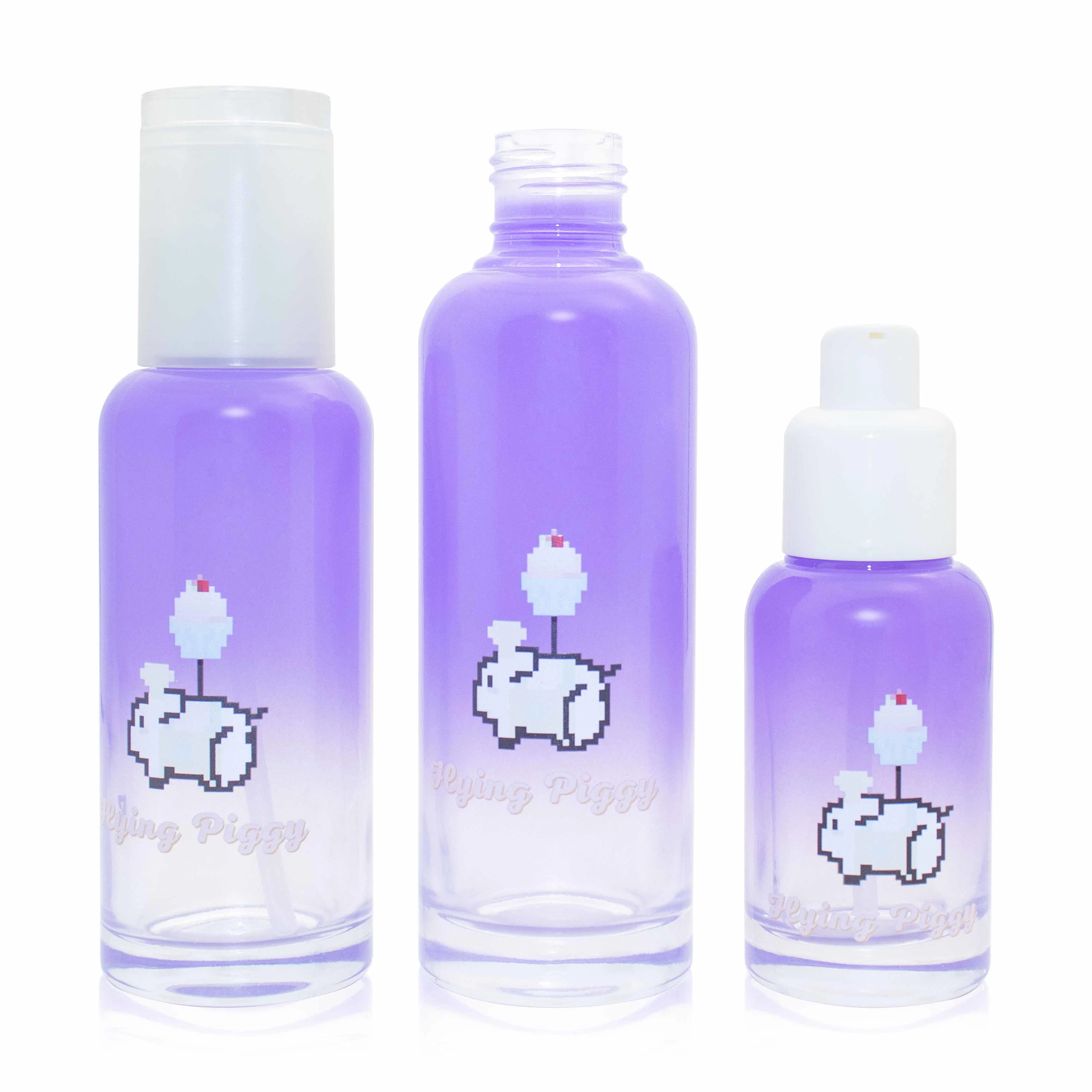 Empty Cosmetic Face Lotion Cream Dropper Pump Glass Bottle Jar Package Set