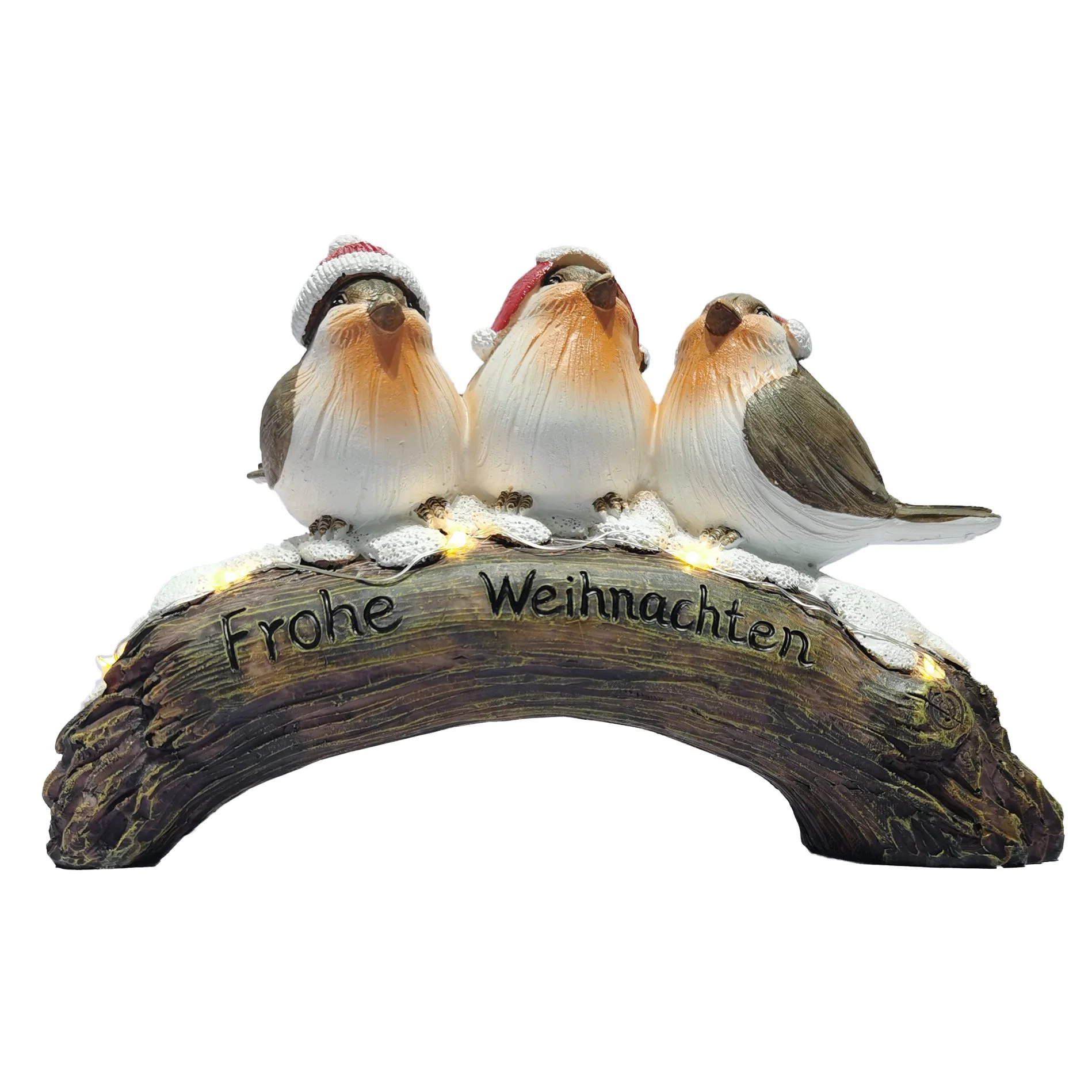 Resin Home Decorations Ocean Resin Figurines Bird with Christmas Hat