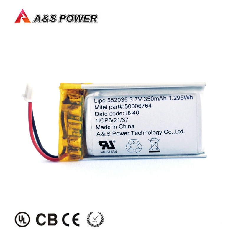 Customized 3.7V 552035 350mAh Rechargeable Lipo Battery Li Polymer Battery with Kc Certificate