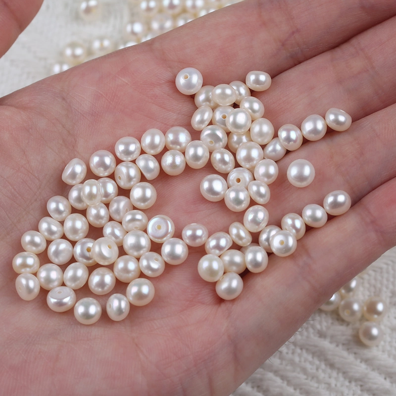 5-5.5mm White Button Shape Loose Pearl for Jewelry Making