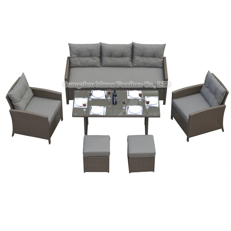 OEM&ODM Space Saving Dining Rectangular Table and Stackable Chair Seater Patio Outdoor Furniture Garden Kd Sofa Set