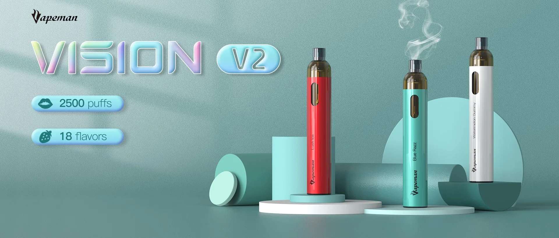 OEM Vapeman Vision V2 2500 Puffs Rechargeable Disposable/Chargeable Vape Vertical Mesh Coil Ensures Best Flavor