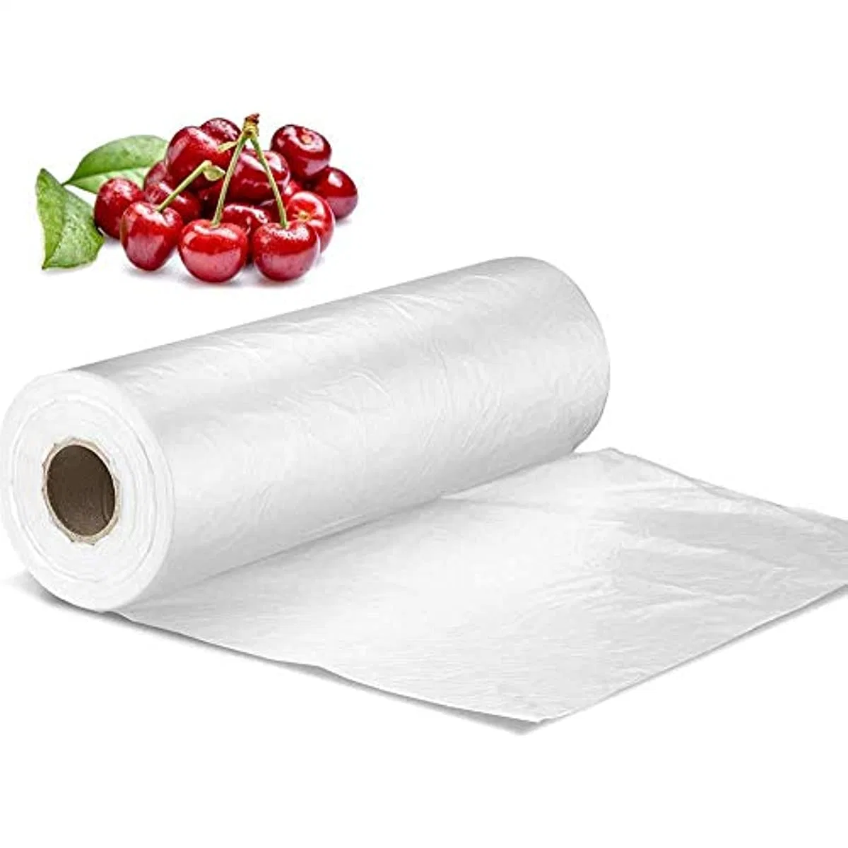 Plastic Produce Bag on a Roll, Clear Food Storage Bags for Bread Fruits Vegetable