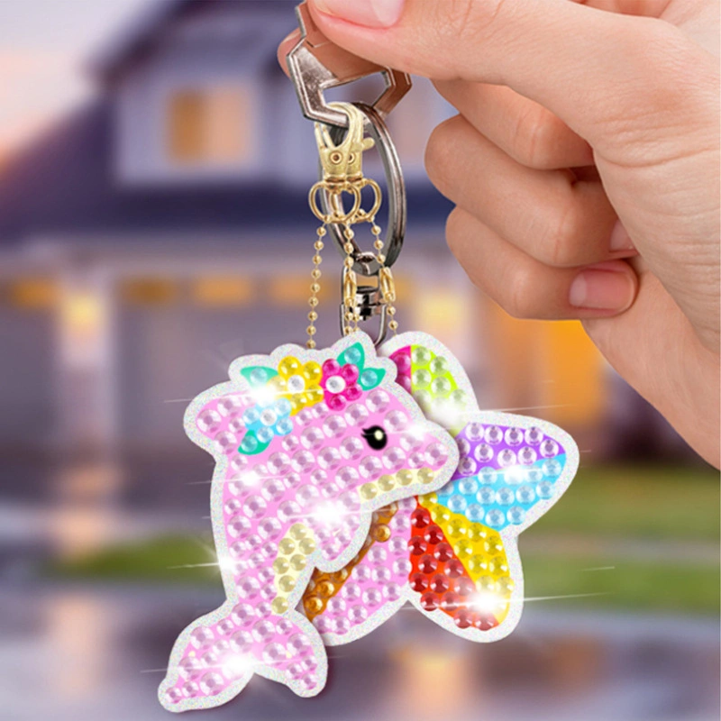 Pintura diamante DIY Gem Sticker Unicorn Keychain