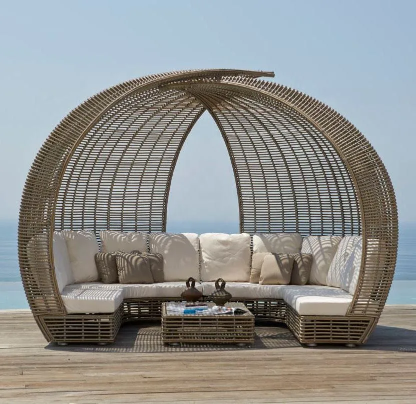 Garden Sunbeds Beach Rattan Daybed Outdoor Pool Sofa Furniture Cabana Sunbeds for Hotel