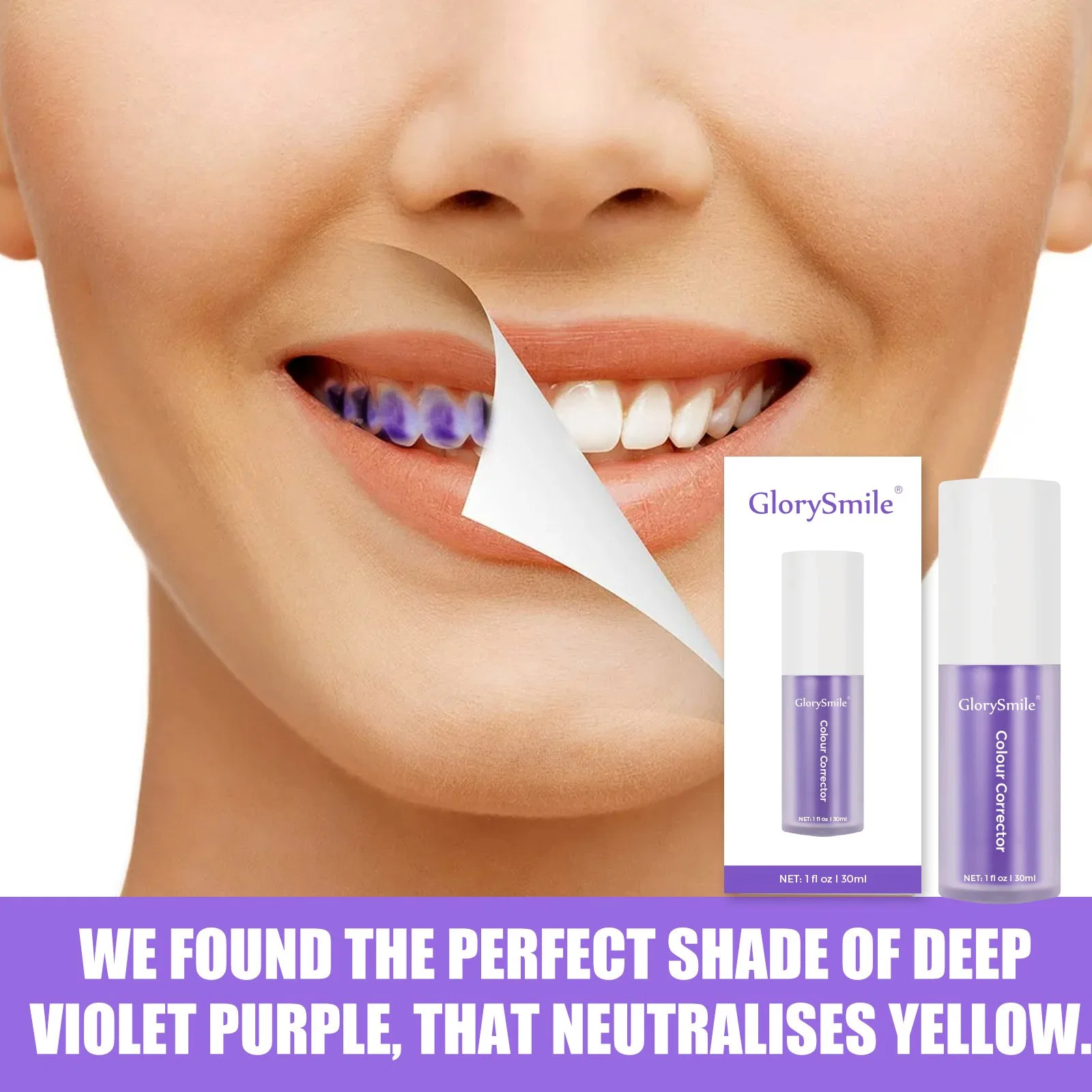 Home Purple Teeth Color Corrector Whitening Serum Toothpaste for Yellow Teeth