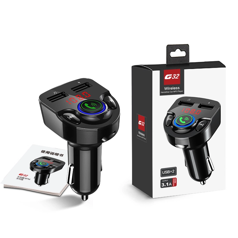 Bluetooth 5.0 Car Kit FM Transmitter Hands Free MP3 Player with Dual USB Car QC3.0 Fast Charger