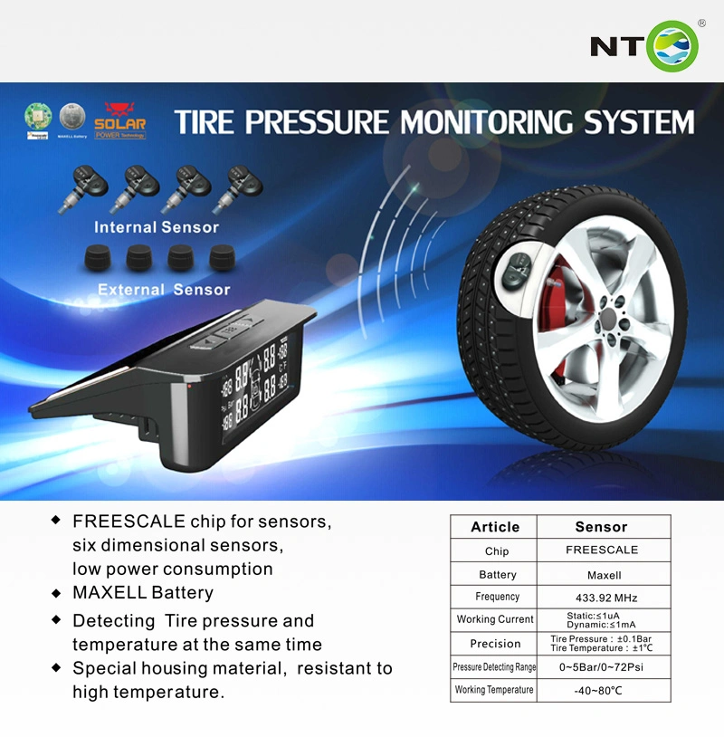 Manufacturer Best-Sell Car TPMS Wireless USB Car Tire Pressure Monitoring System Tire Temperature Monitorautomatic