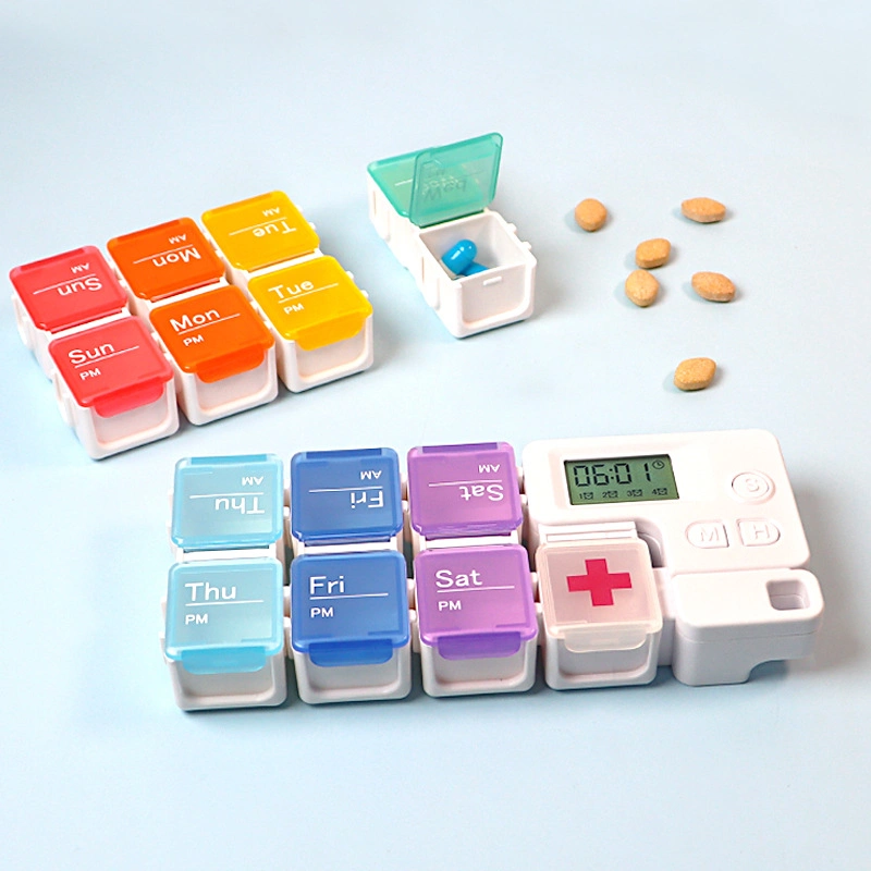 Pill Box with Digital Timer and Alarm Reminder/Medicine Organizer Packaging Box