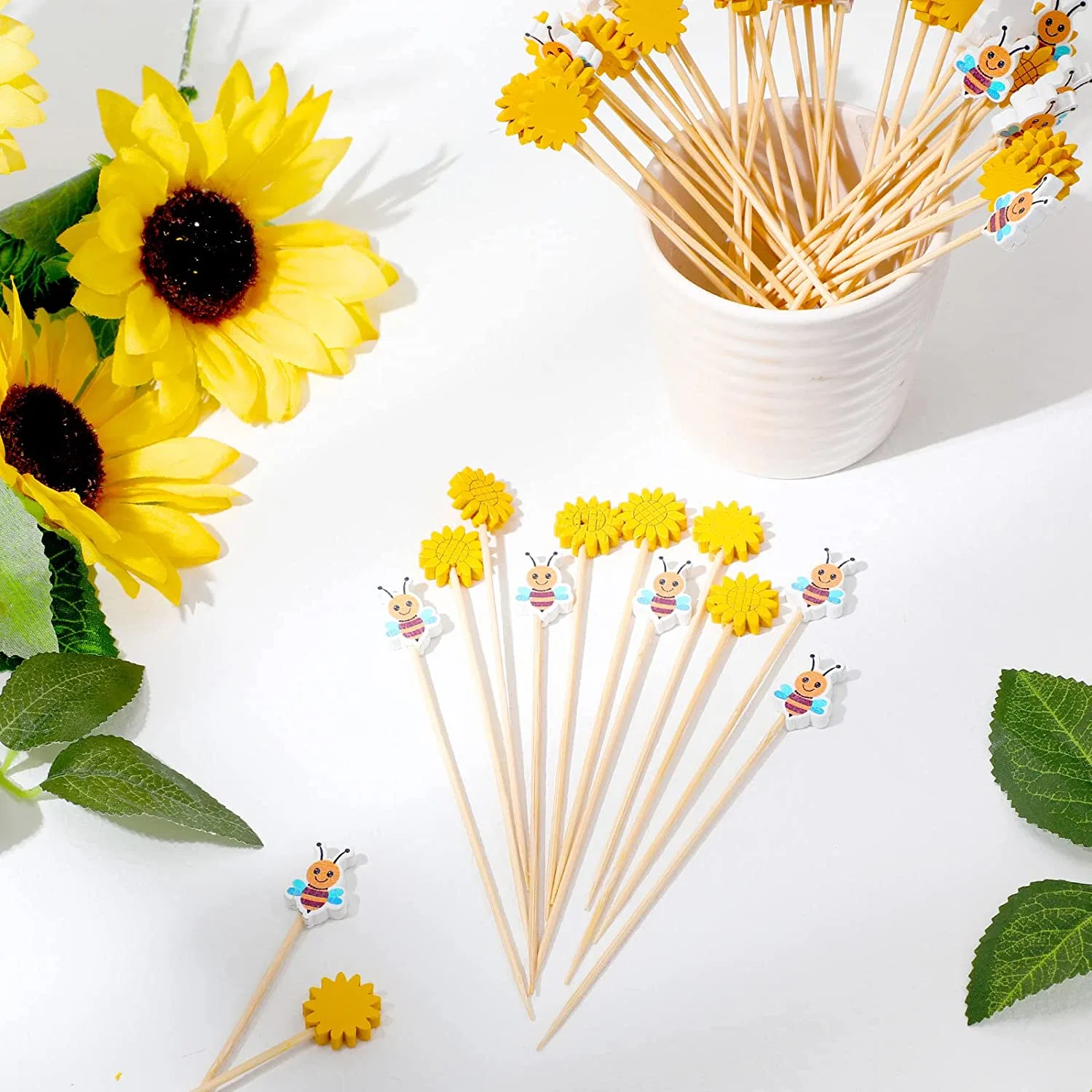 Natural Bamboo Cocktail Picks Food Toothpicks Fruit Sticks