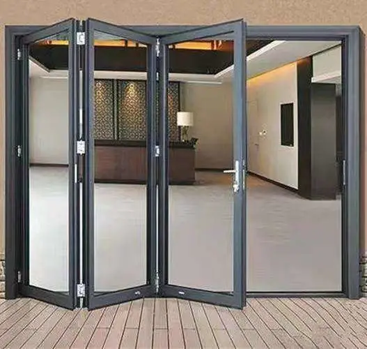 Superior Quality Powder Coating Aluminum Folding Doors Multi-Folable Slidngblack/Silver/White/Bronze/Champagne/Wood Grain Tempered Glass Aluminium Door Profile