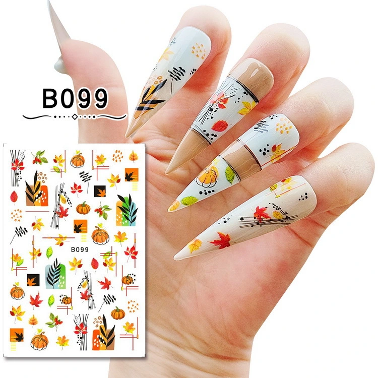 2023 automne Thanksgiving Day Citrouille mixte automne feuilles chouette de dinde Autocollants de chapeau Nail Art