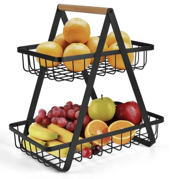 Countertop Fruit Basket 2 Tier Storage Holder Bowl Display Rack