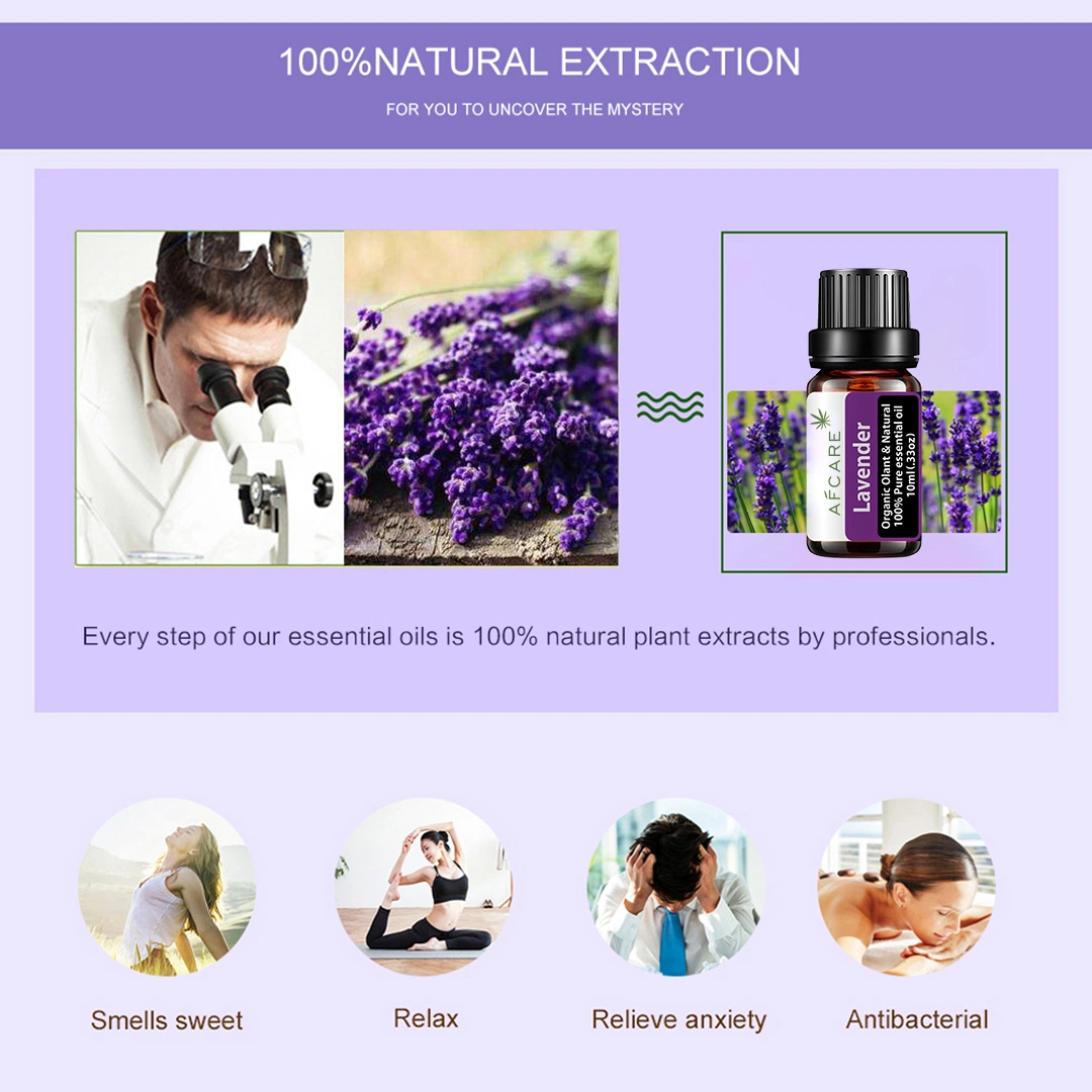 OEM propia marca de fábrica de Cosméticos Productos personalizables&#160;Floral de lavanda Aceite Esencial de Aromaterapia Rostro