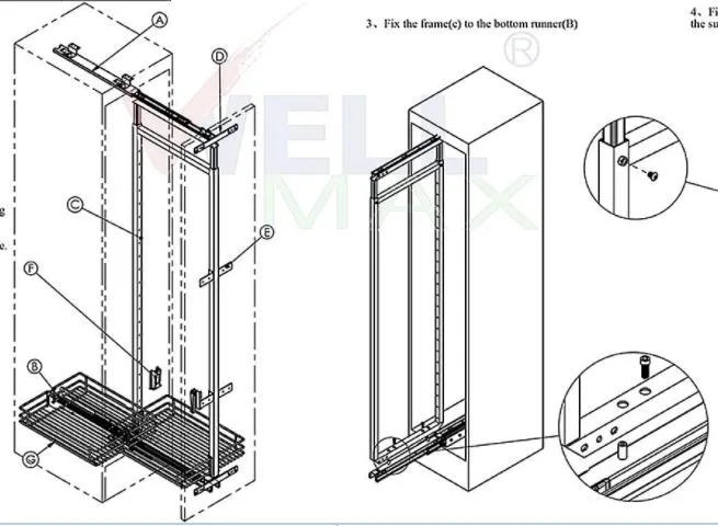 Wellmax Alta Profundidade de buffer de Amortecimento da Cesta de gabinete Soft-Closing Ajustável pull-out Gaveta de aço Cozinha Ultra-Large Hardware da capacidade da unidade de altas