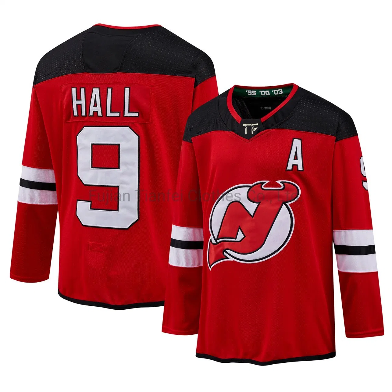 New Jersey Devils Hill 9# la práctica de alta calidad personalizado Hockey Jersey