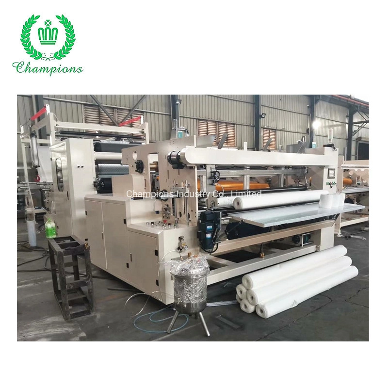 Automatic Gluing Lamination Kitchen Towel Embossing Rewinding Small Toilet Paper Making Machine