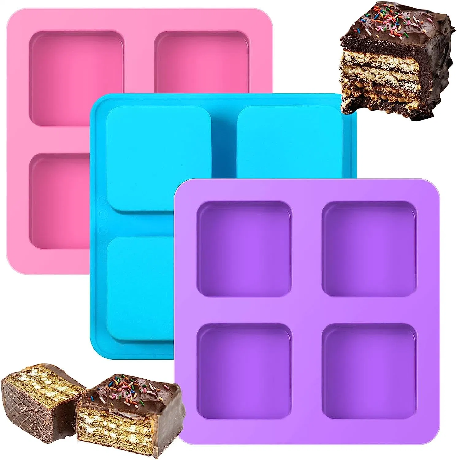 Non-Stick Square Baking Molds for Chocolate Covered Muffin and Cakes