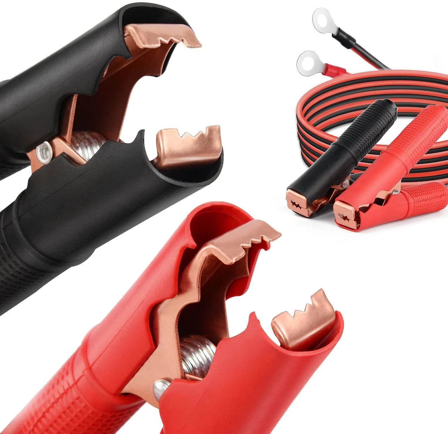 100% Copper Jaw PVC Red Black Wiring Automotive Cable Charger Car Battery Clamps 6 Square 30A Alligator Clip Booster Jumper Cable