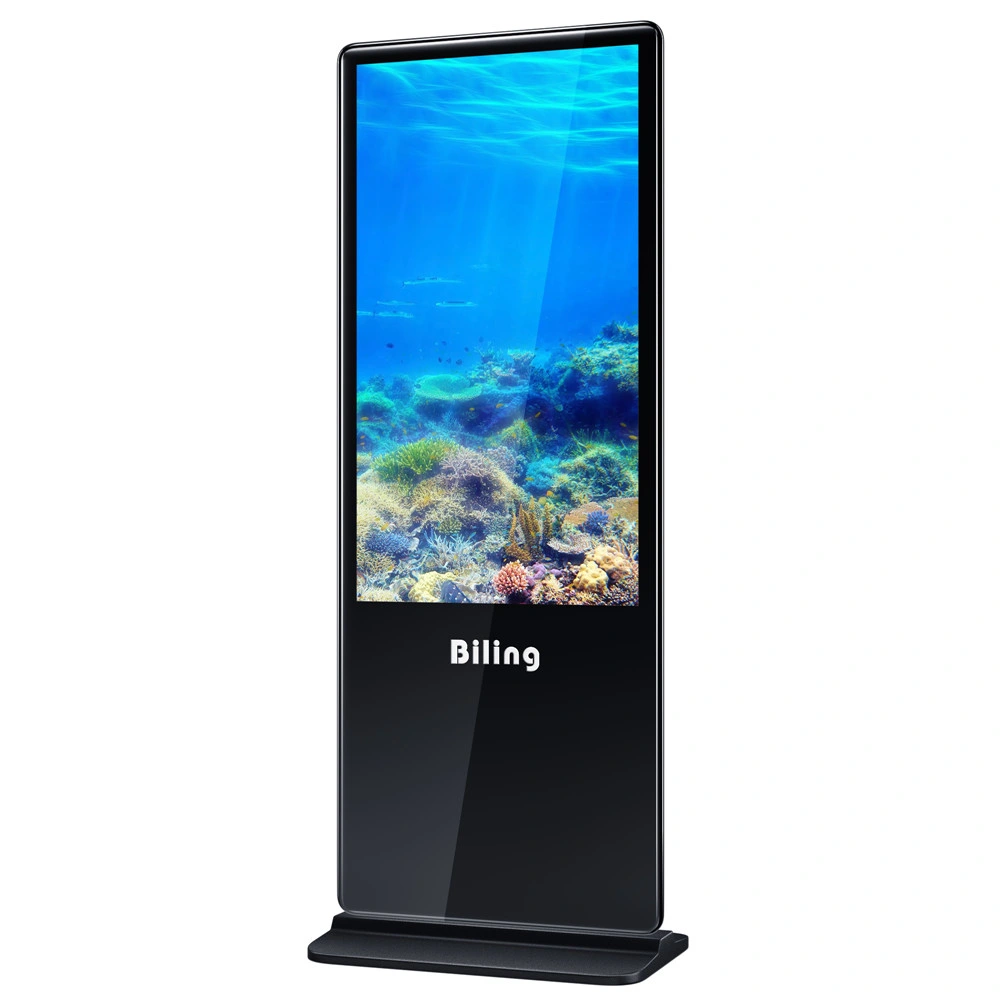 Infrarot-Ad-Video-Player 55 Zoll Super Slim Standing Kiosk Digital Werbespiegel LCD CCTV Touchscreen Monitor