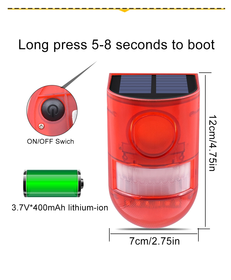 Wireless Outdoor Solar Strobe Siren Security Alert Light