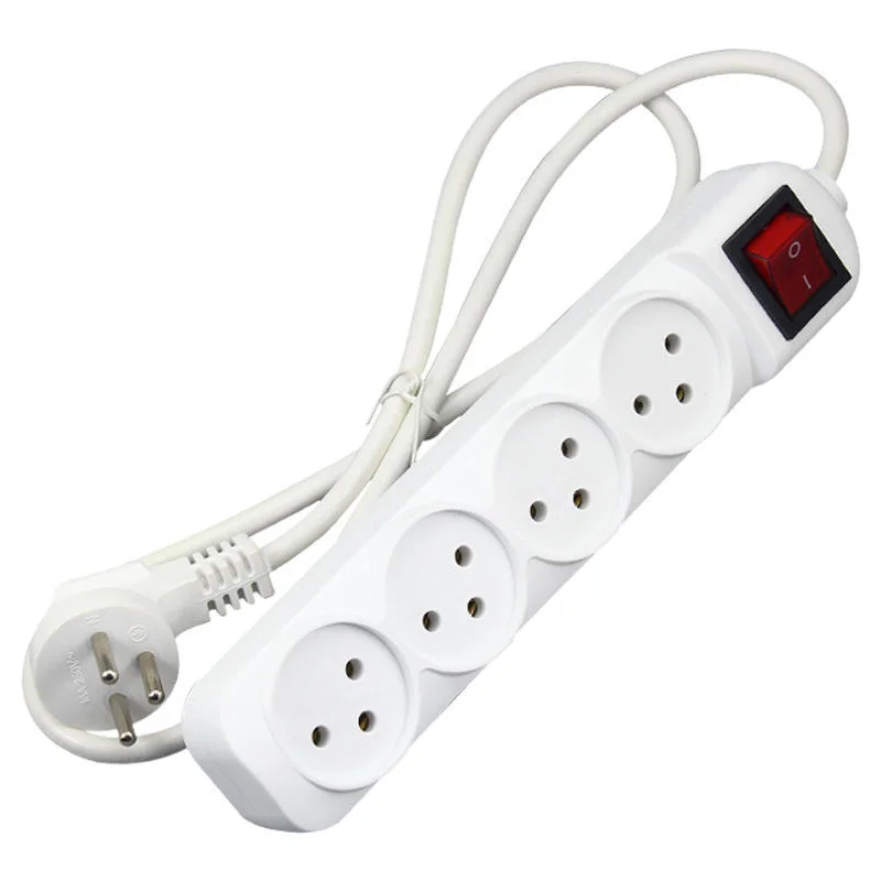 Factory Wholesale/Supplier Smart Power Strip 4way with Switch 1 1.5 2m White Hot Sell Israel Tabletop Extension Cables Socket