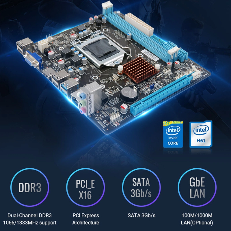 Esonic Motherboard H61 unterstützt 2nd/ 3rd Gen. LGA1155 Prozessor, Motherboard Mainboard