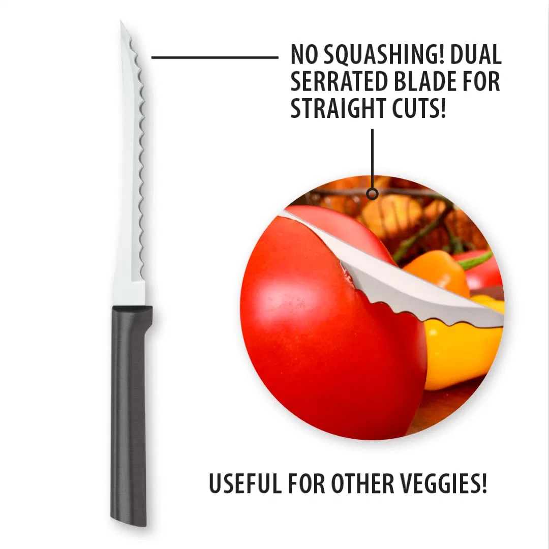 Cuchillo para cortar en rodajas de tomate de la cuchillería de la hoja de acero inoxidable 8-7/8 pulgadas de 1-Pack de Mango negro