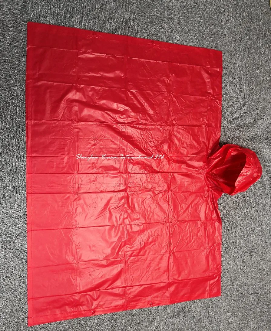 Poncho/manteau/vêtements de pluie en PVC rouge pour adulte