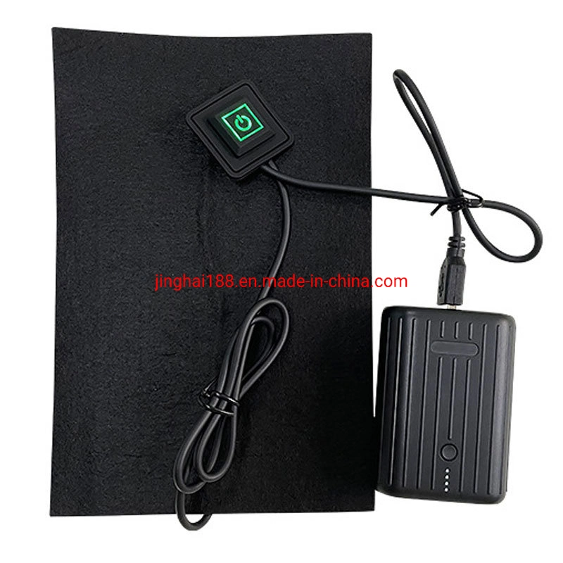 USB Silicone Button Battery Electric Heating Pad, Far Infrared Composite Fiber Heating Pad (14*21CM) , Suitable for Winter Jackets/Vests/Shoes, etc