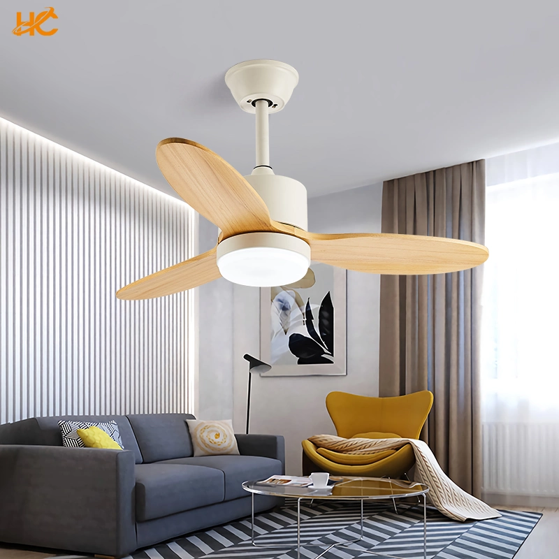 Indoor Modern LED Lighting Remote Control Copper Brown Ceiling Fan Light