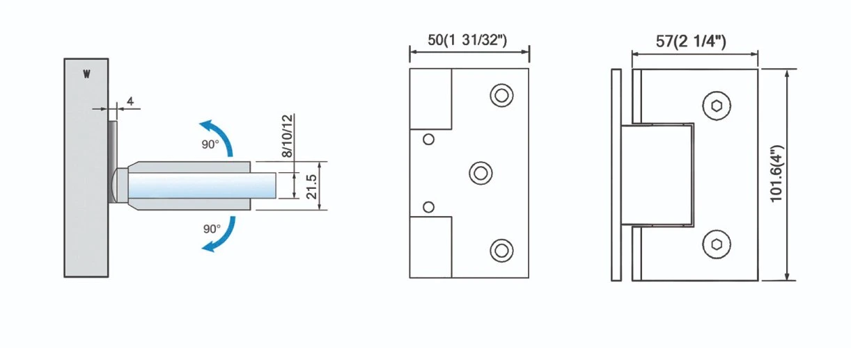 OEM/ODM Bright Chrome Plated Cp Solid Brass Glass Hardware Shower Hinges Clamps for Shower Glass Door