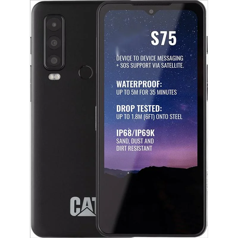 Caterppfor Illar Cat S75 6GB 128GB Dual SIM Schwarz Groß Bildschirm Wasserdichte Handy-Smartphones Super Lange Standby Wireless Laden der Beauty Camera 6500batt