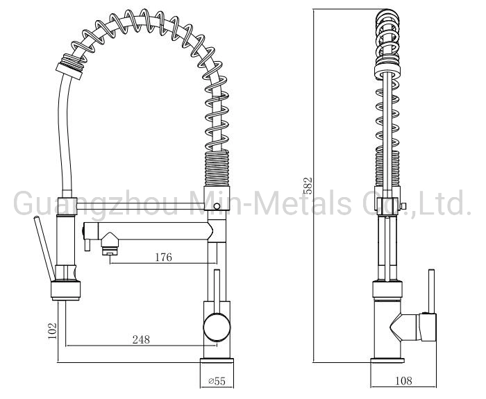 Mitigeur d'évier à ressort pour appareils sanitaires avec robinet de cuisine à eau potable à 3 voies.