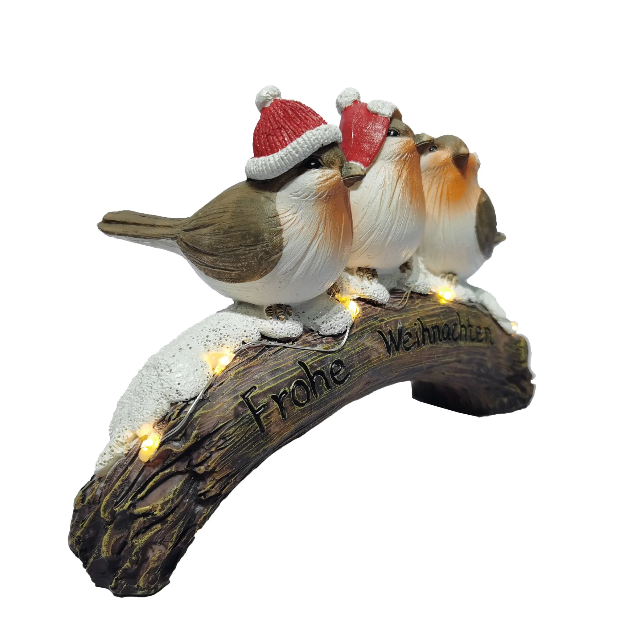 Resin Home Decorations Ocean Resin Figurines Bird with Christmas Hat