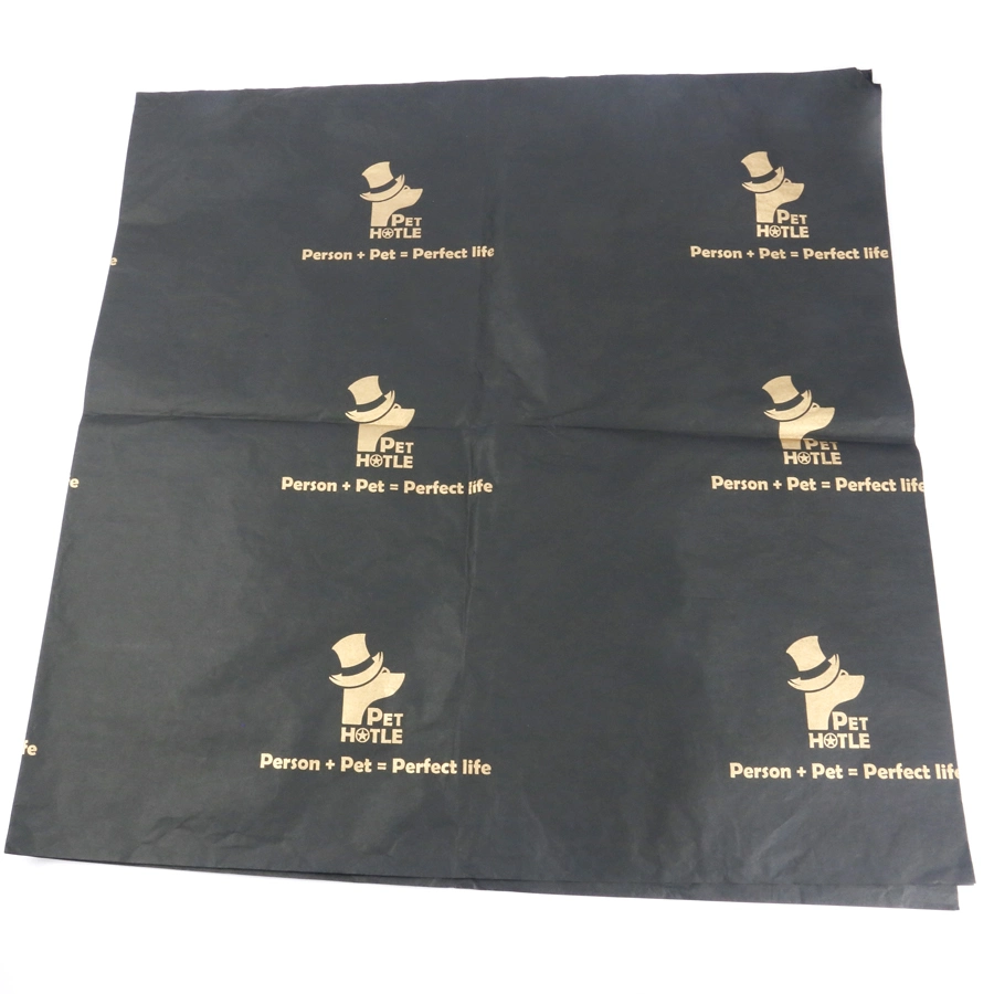 High quality/High cost performance  Gold Foil Logo Black Tissue Wrapping Paper