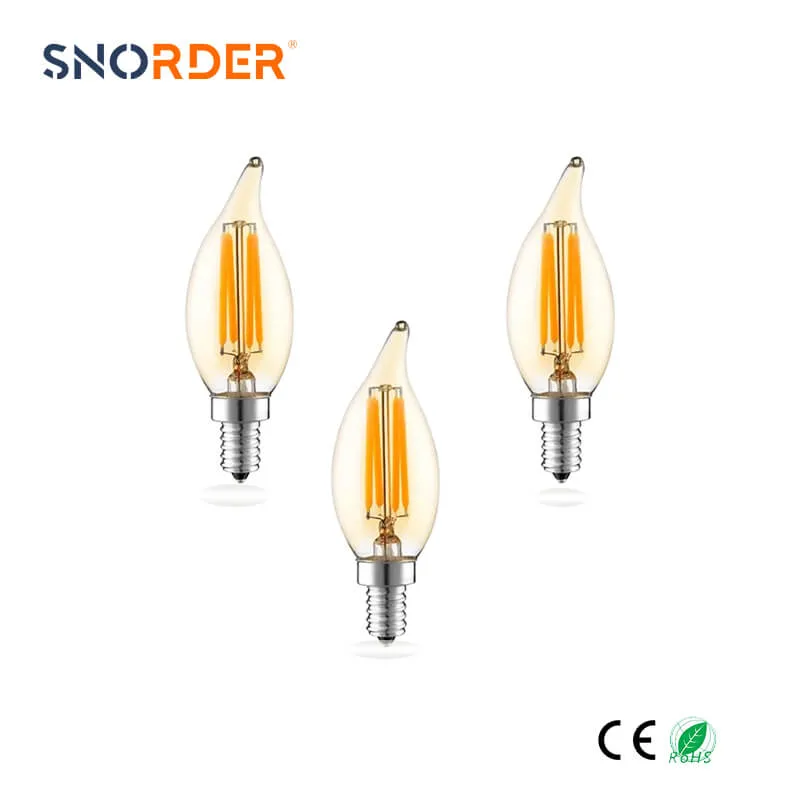 Fabricado en China LED 4W Tungsteno no atenuable 2500K bombilla ámbar Carcasa E14 cabeza