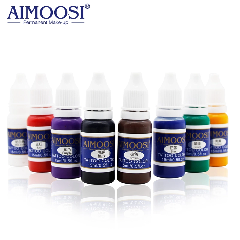 8 Colors Aimoosi Private Label Tattoo Body Ink Set Permanent Makeup Tattoo Dye Color Paint Pigment